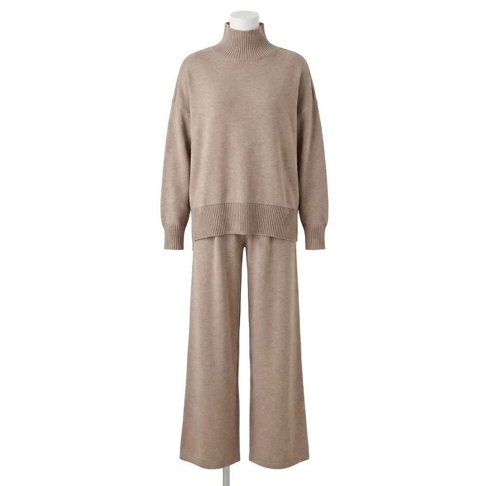 NEW VARLEY barker high neck sweater in taupe marl